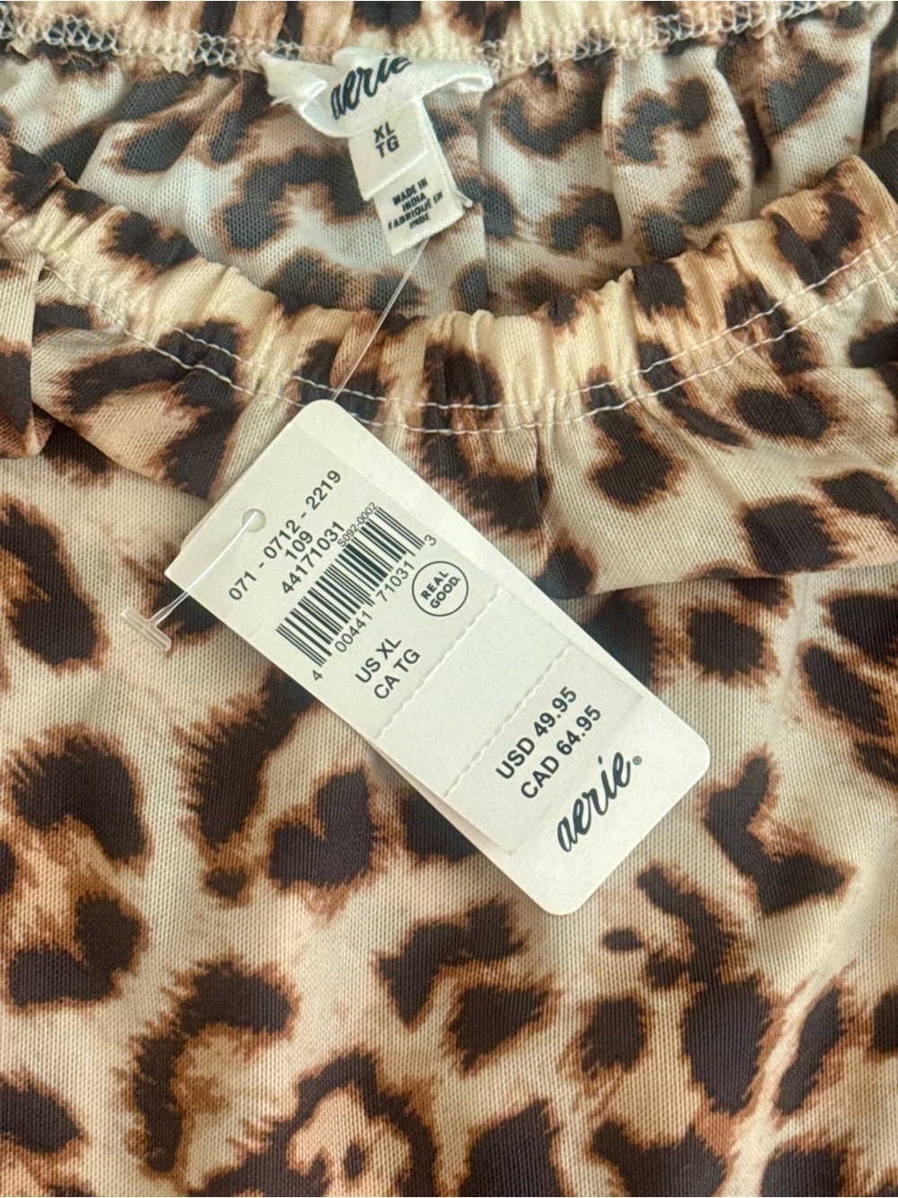 aerie Leopard Print Asymmetrical Tiered Skirt in Beige and Brown - Picture 2 of 2